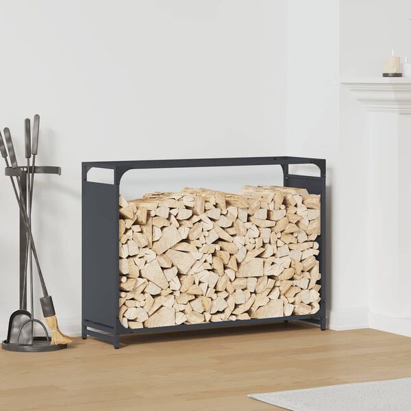 vidaXL Firewood Rack Anthracite 90x28x65 cm Cold-rolled steel