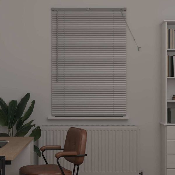 vidaXL Window Blind with Curtains Manual Silver Aluminium