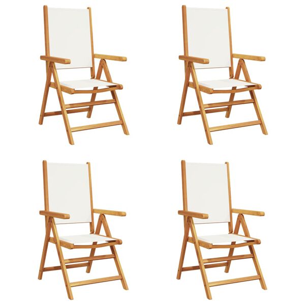 vidaXL Reclining Garden Chairs 4 pcs Cream White Fabric and Solid Wood