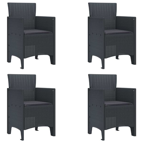 vidaXL Garden Chair 4 pcs Anthracite 53 x 49 x 85 cm PP