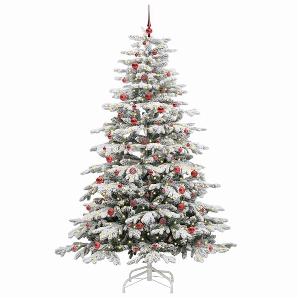 vidaXL Artificial Hinged Christmas Tree White 240 cm PE and PVC