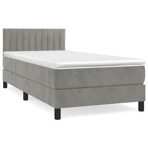 vidaXL Box Spring Bed with Mattress Light Grey 80x200 cm Velvet