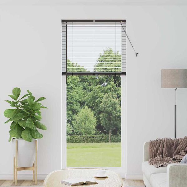 vidaXL Window Blind with Curtains Manual Black Aluminium
