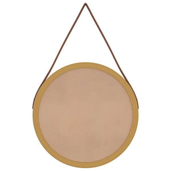 vidaXL Wall Mirror with Strap Gold &Oslash; 35 cm