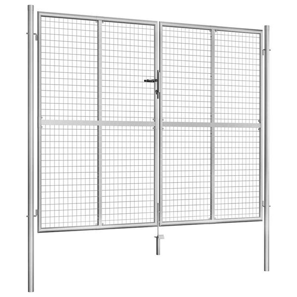 vidaXL Garden Gate Galvanised Steel 300x200 cm Silver