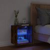 vidaXL Bedside Cabinet with LED Lights Wall-mounted Smoked Oak