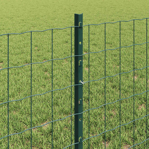 vidaXL Fence with Post Green 0.6 x 25 m Steel and PVC