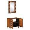vidaXL Bathroom Furniture Set with Door 2 pcs Walnut Solid Mango Wood