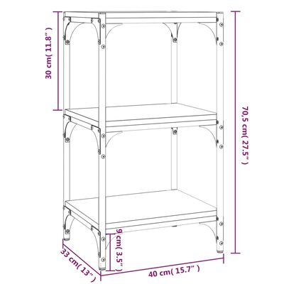 vidaXL Book Cabinet Black 40x33x70.5 cm Engineered Wood and Steel