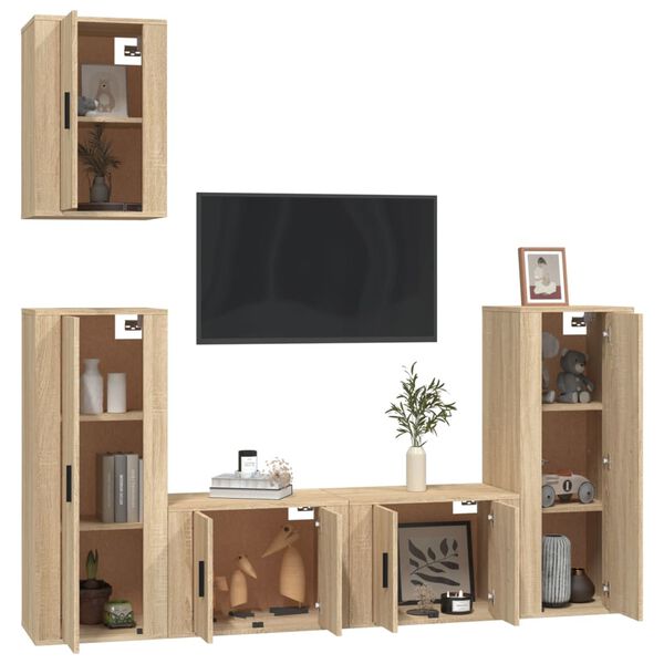 vidaXL 5 Piece TV Cabinet Set Sonoma Oak Engineered Wood