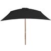 vidaXL Garden Parasol with Wooden Pole Black 200x300 cm