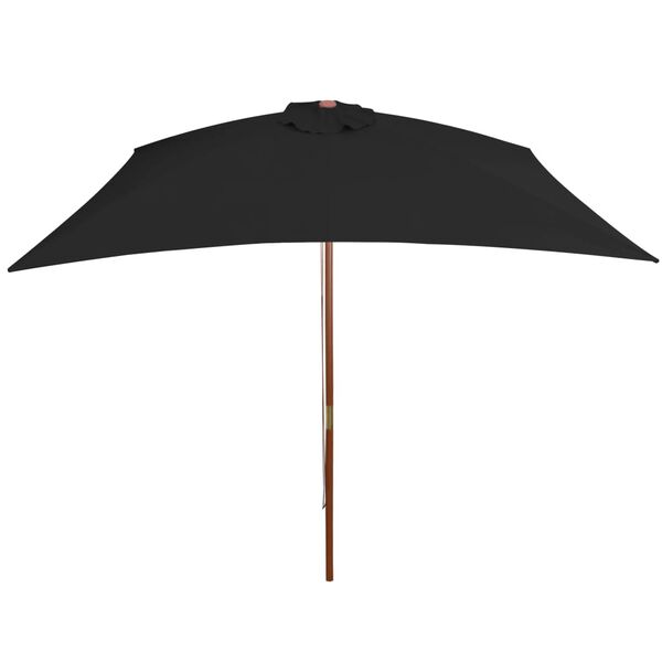 vidaXL Garden Parasol with Wooden Pole Black 200x300 cm