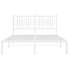 vidaXL Metal Bed Frame without Mattress with Headboard White 140x200cm