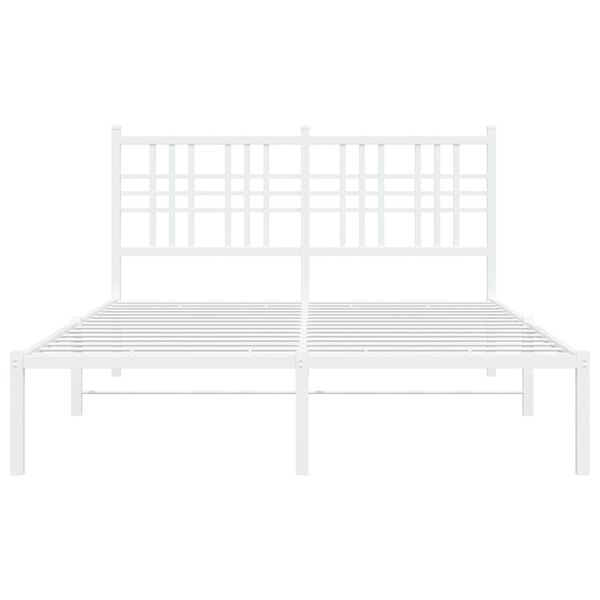 vidaXL Metal Bed Frame without Mattress with Headboard White 140x200cm