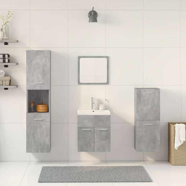 vidaXL 5 Piece Bathroom Furniture Set Concrete Grey Engineered Wood
