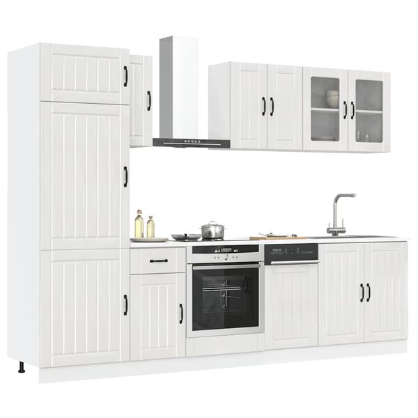 vidaXL 8 Piece Kitchen Cabinet Set Lucca High Gloss White Engineered Wood