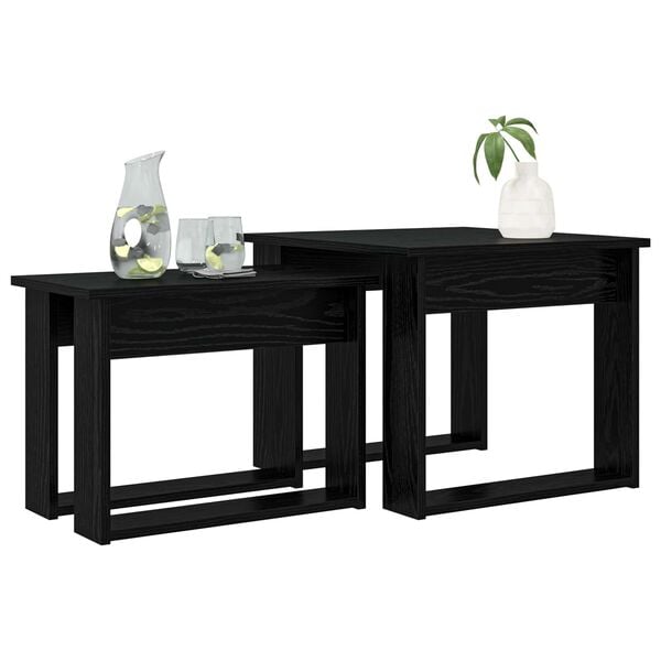 vidaXL Coffee Table Set 2 pcs Black Oak Engineered Wood