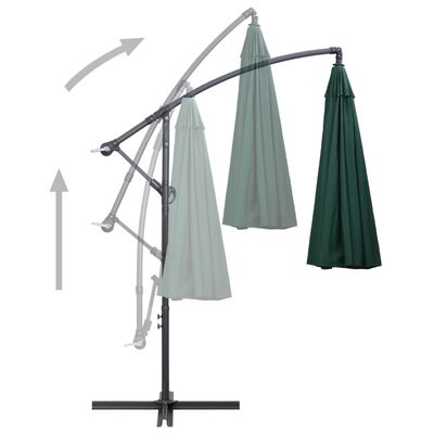 vidaXL Hanging Parasol Green 3 m Aluminium Pole