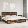 vidaXL Bed Frame with Headboard Smoked Oak 200 x 200 cm Engineer Wood
