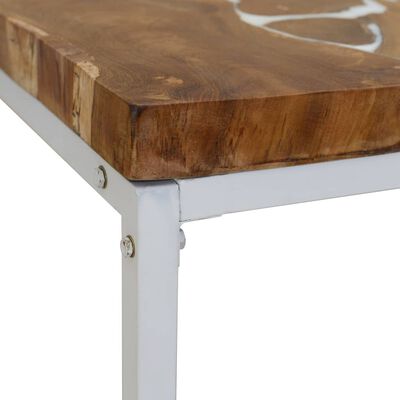 vidaXL Coffee Table Teak Resin 110x60x40 cm White and Brown