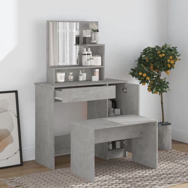 vidaXL Dressing Table Set Concrete Grey 86.5x35x136 cm
