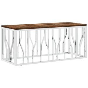 vidaXL Coffee Table Stainless Steel and Solid Wood Reclaimed