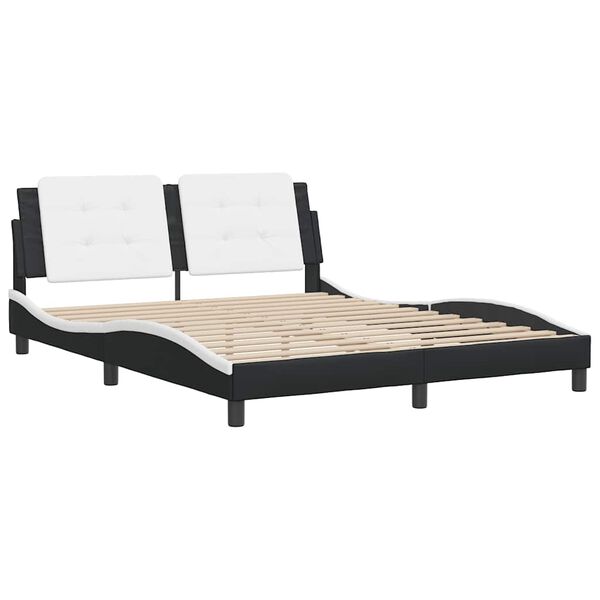 vidaXL Bed Frame without Mattress "Zadar" Black and White 160x200 cm Faux Leather