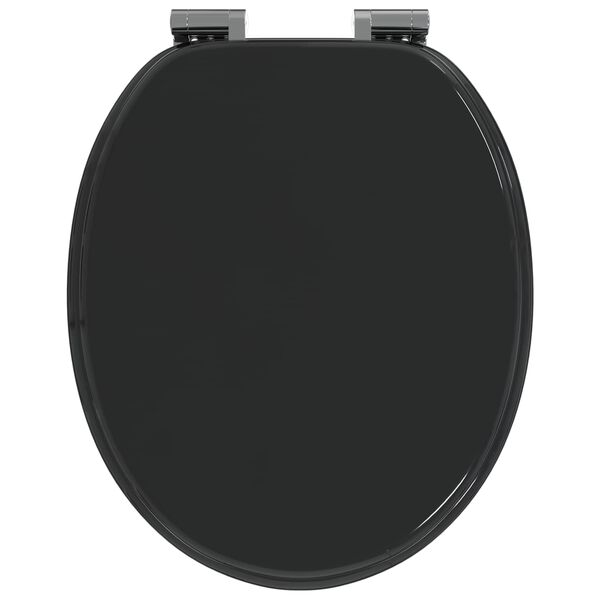 vidaXL Soft-Close Toilet Seat Black 44 x 38 cm MDF board