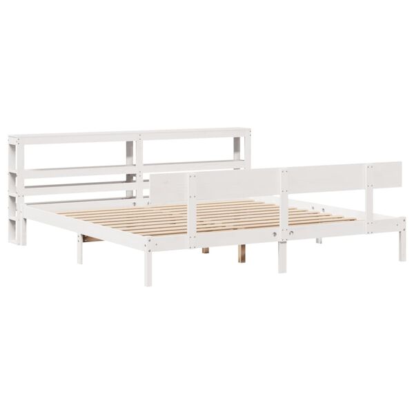 vidaXL Bed Frame without Mattress White 180x200 cm Super King Solid Wood Pine