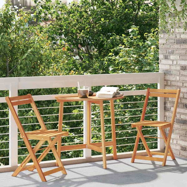 vidaXL Bistro Set Folding 3 pcs Oil Natural Solid Acacia Wood