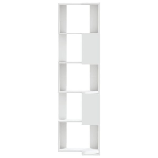 vidaXL Corner Bookcase 5-Tier White 50x50x179 cm Engineered Wood