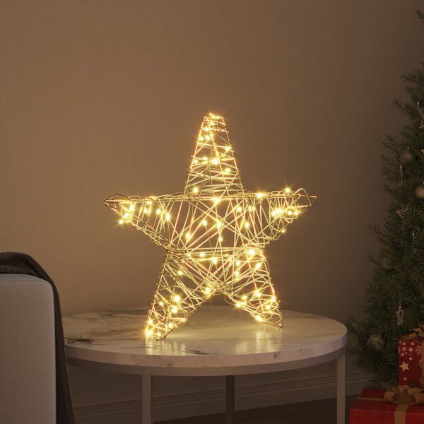 vidaXL 3D Star with 50 LEDs Warm white 55 x 52.5 x 9 cm Rattan