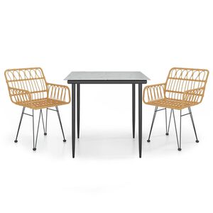 vidaXL 3 Piece Garden Dining Set Poly Rattan