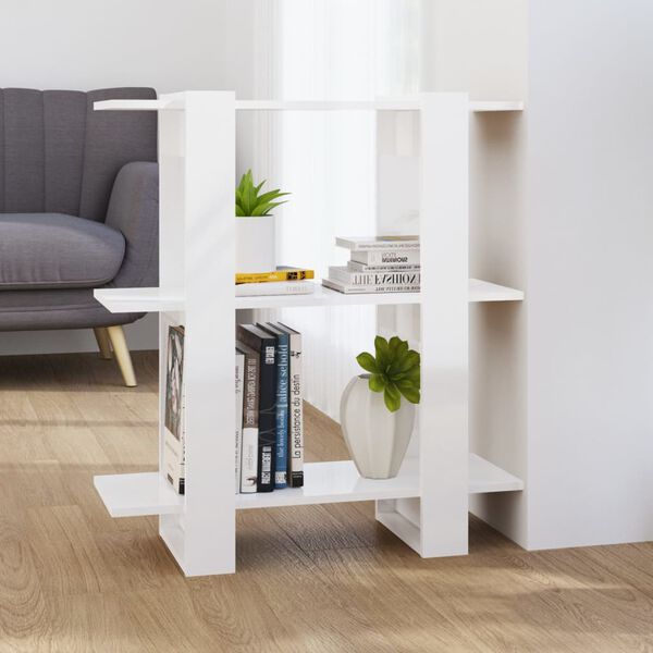 vidaXL Book Cabinet/Room Divider High Gloss White 80x30x87 cm
