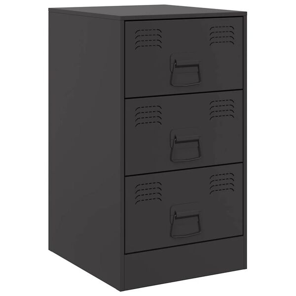 vidaXL Bedside Cabinet Black 34.5x39x62 cm Steel
