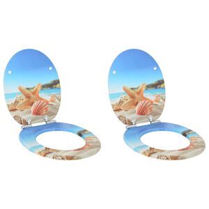 vidaXL Toilet Seat 2 pcs Sea Muschel 44 x 38 cm MDF board