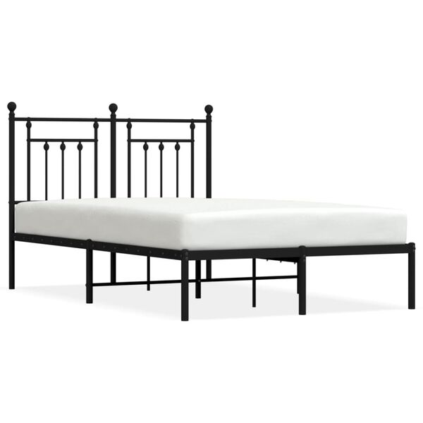 vidaXL Metal Bed Frame without Mattress with Headboard Black 120x200cm