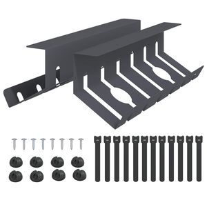 vidaXL Under Desk Cable Management Tray 2 pcs Anthracite