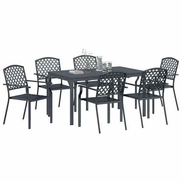 vidaXL Garden Dining Set 7 pcs Anthracite Steel