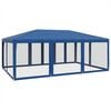 vidaXL Party Tent with 10 Mesh Sidewalls Blue 6x4 m HDPE