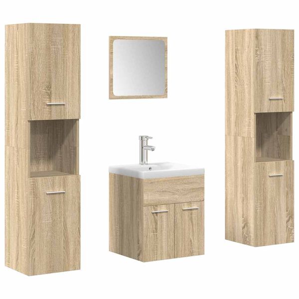 vidaXL 5 Piece Bathroom Furniture Set Sonoma Oak Engineered Wood