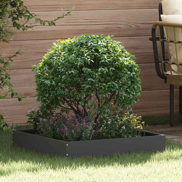 vidaXL Lawn Edging 6 pcs Black 60 x 60 x 13 cm Steel
