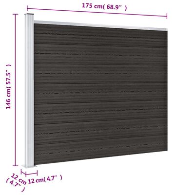 vidaXL Fence Panel WPC 175x146 cm Grey