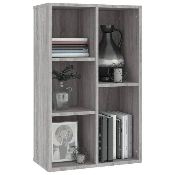 vidaXL Book Cabinet/Sideboard Grey Sonoma 50x25x80 cm Engineered Wood
