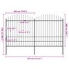vidaXL Garden Fence with Spear Top Steel 359x200 cm Black