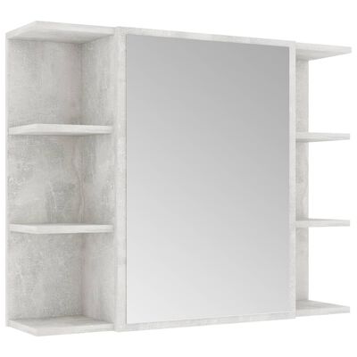 vidaXL Bathroom Mirror Cabinet Concrete Grey 80x20.5x64 cm Chipboard