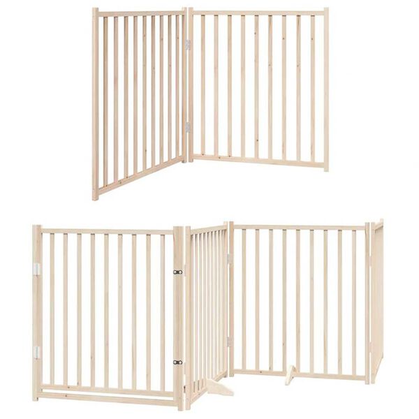 vidaXL Dog Gate with Door Foldable 8 Panels 640 cm Poplar Wood