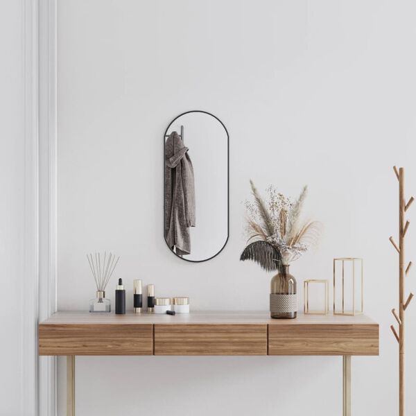 vidaXL Wall Mirror Black 70x30 cm Oval
