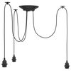 vidaXL Pendant Lamp with 3 Lamp Holders E27 Black Metal