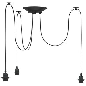 vidaXL Pendant&nbsp;Lamp with 3 Lamp Holders E27 Black Metal